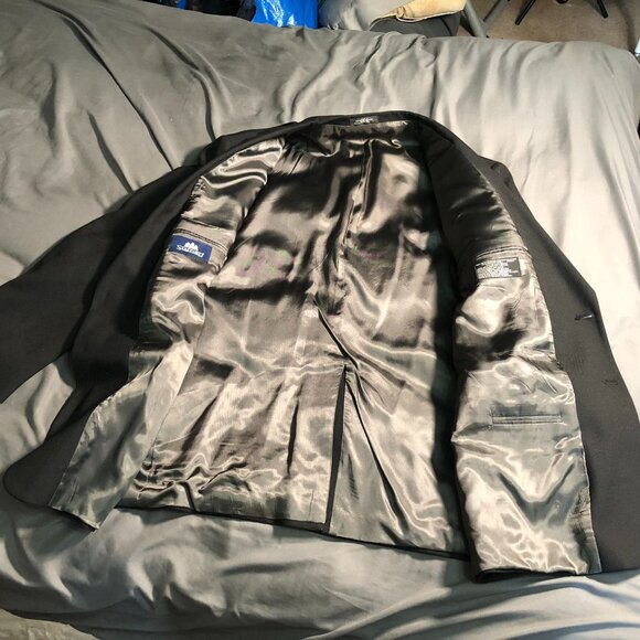 Stafford Men's Blazer Jacket 50R Black Sport Coat Double Button Classic Formal - Picture 15 of 16